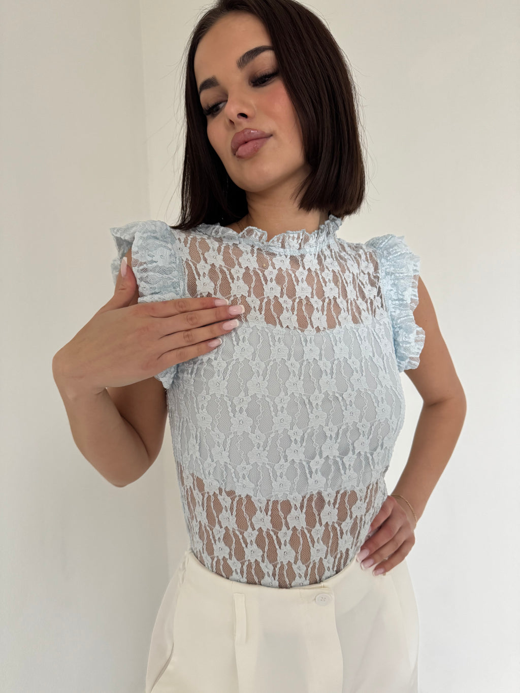 Čipkované body ESTHER baby blue