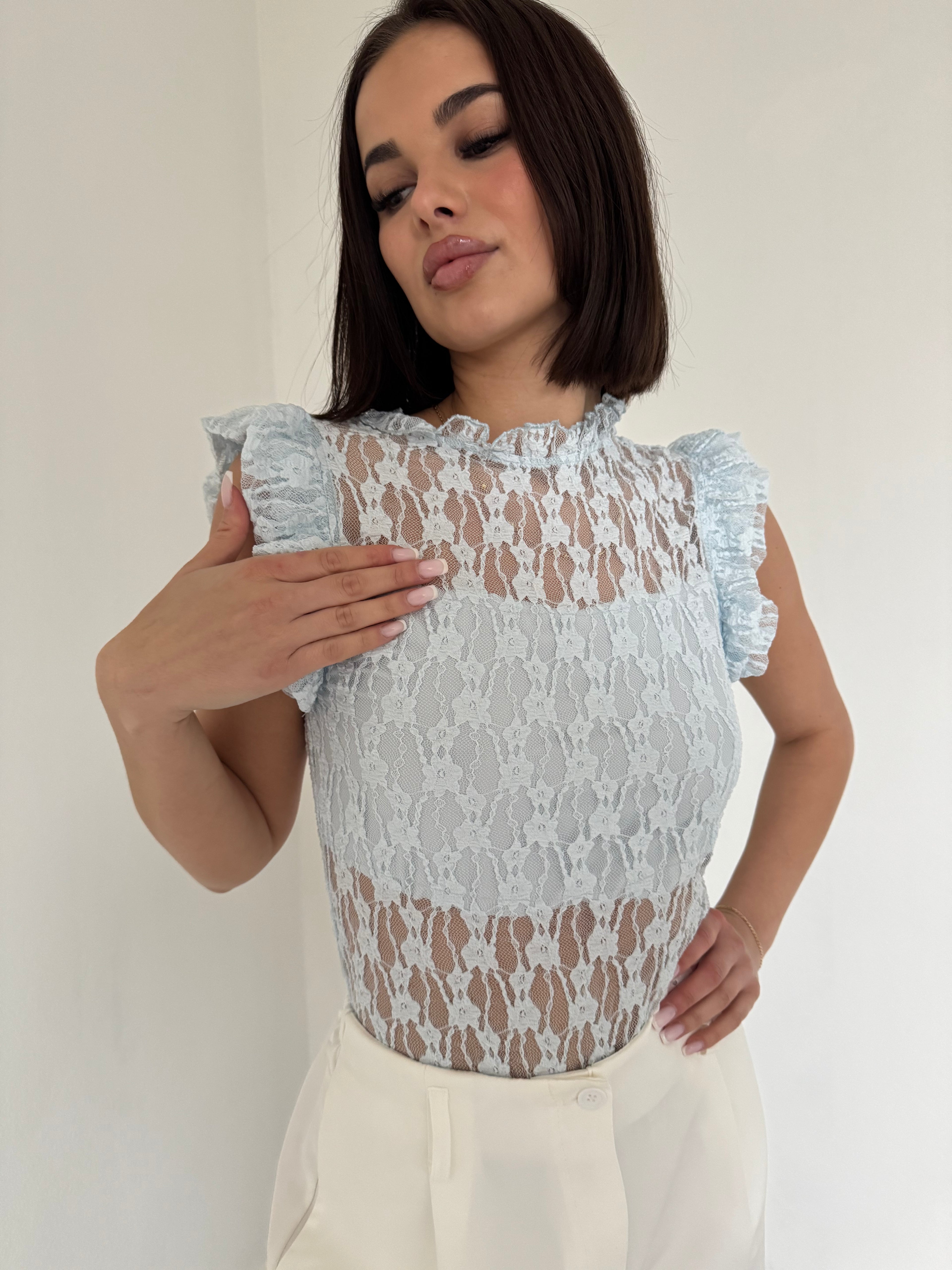 Čipkované body ESTHER baby blue