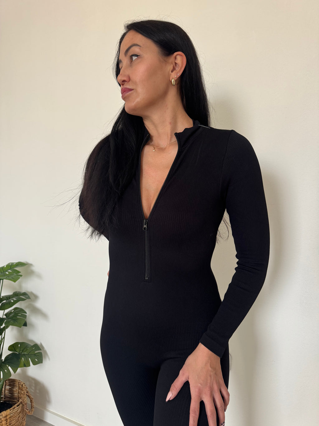 Vrúbkovaný overal black