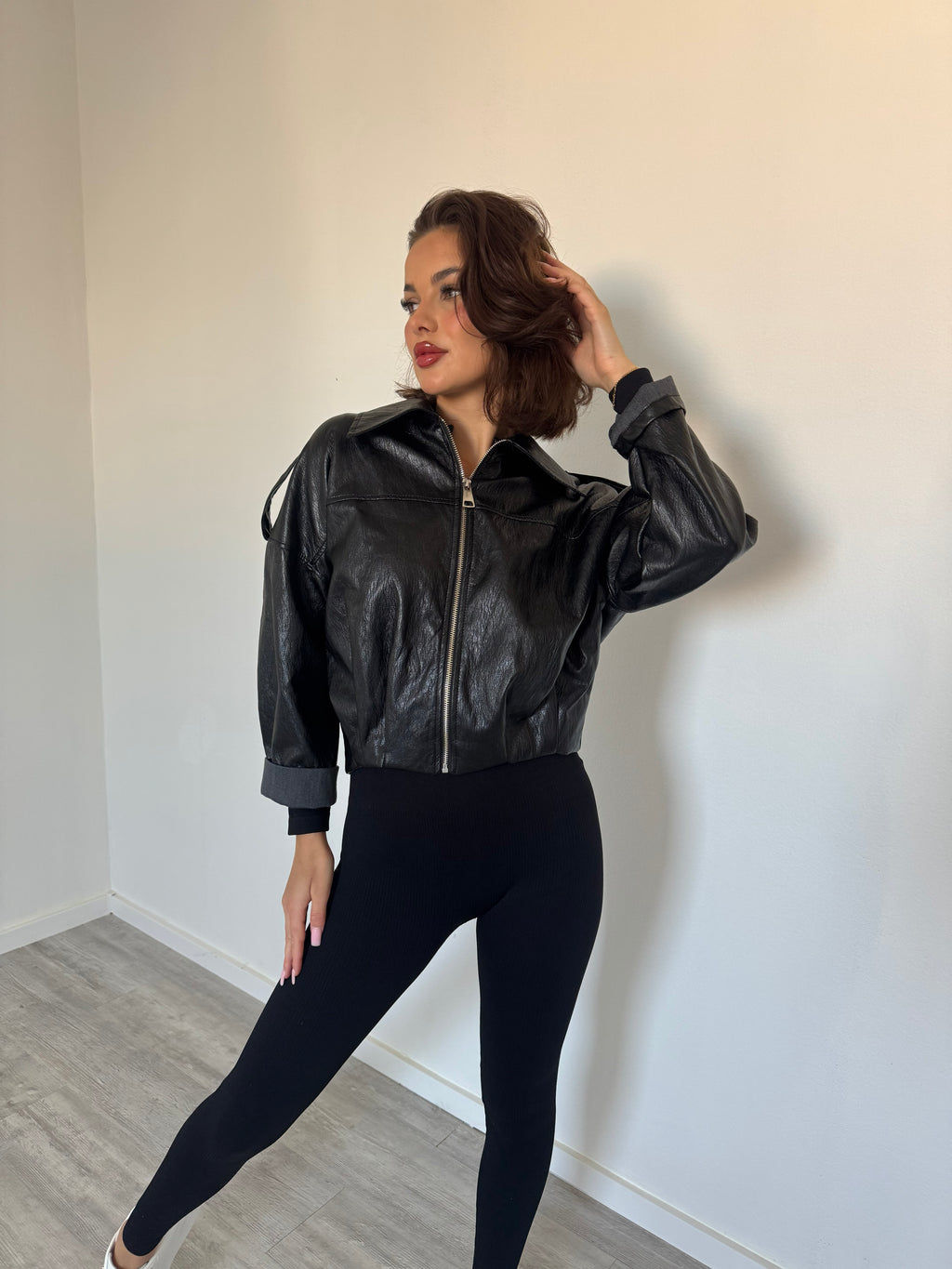 Koženková bunda Clara čierna